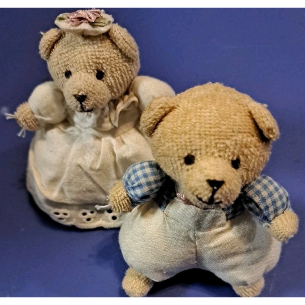 Vintage Lee & Lee Dallas Texas Pair of Teddy Bears 4" - Picture 7 of 7